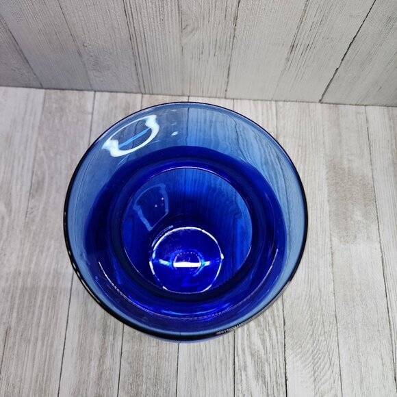 Vintage Indiana Glass Cobalt Blue Vase Optic Pattern 8'' Tall Decorative - Picture 5 of 8